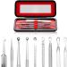 Takibird Blackhead Remover Pimple Popper Tool Kit Acne Comedone Zit Blackhead Extractor Tool for Face&Nose  Blemish Whitehead Extraction Popping for Man&Women Leather Metal Box(Silver)