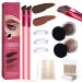 EZGHAR Home Eyebrow Care Kit 4d Laminated 4D Laminated Brow Home-Grooming Kit Multi-function Eyebrow Concealer Contour Brush 4D Hair Stroke Brow Stamp Brush-Waterproof and Long Lasting (2PCS-C)