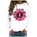 Yihaojia Breast Cancer Awareness Sweatshirts for Women Round Neck Long Sleeve Pullover Top Pink Ribbon Print Fall Blouse White#53 Large