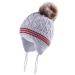 LANGZHEN Toddler Kids Infant Winter Hat Earflap Knit Warm Cap Fleece Lined Beanie for Baby Boys Girls 2-4 Years Grey-Pompon