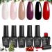 Beetles Gel Nail Polish Holiday Set - Classic Queen 6 Colors Red Black Nude White Pink Glitters Nail Gel Polish Soak Off LED Kit Manicure