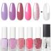 Purple Nail Varnish Sets - Pink Nail Polish Set - Quick Dry & Long Lasting Pink Glitter Nail Polish - Oil-Based Formula Nail Polish Gift Set with Top Coat No UV Need