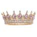 FORSEVEN Queen Crown Rhinestone Wedding Crowns and Tiaras for Women Costume Party Hair Accessories Princess Birthday Crown Crystal Bridal Crown Gold+Pink