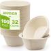 Disposable Paper Bowls 32oz Heavy Duty 100 Pack Eco-Friendly Compostable Bowls Party Serving Bowls for Salad Ice Cream Dessert and Hot Soup Biodegradable Bowls Made of Sugarcane