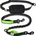 Jogging leash - elastic and reflective 120 cm dog leash (up to 200 cm stretchy) with adjustable hip strap with hip bag - ideal for free -handed jogging walking and hiking