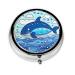 Small Whale Swimminground Pill Box 3 Compartment Round Pill Box Organizer Portable Travel Pill Box for Traveling.