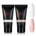 Rstyle poly nail gel 2 * 30 ml pink art acrylic gel for nails UV/LED nail polish gel for professional manicure repair nail extension nail strengthening nail art decoration natural look white + nude