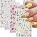 4 Sheets Flower Nail Art Stickers Decals 5D Embossed Nail Decals Spring Summer Butterfly Daisy Nail Supplies DIY Design Nail Stickers for Nail Art for Women and Girls Colorful Flower-2