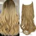 Hair Extensions Halo Wavy Curly Long Synthetic Hairpiece 18Inch 4.3 Oz Dirty Blonde Hidden Wire for Women Heat Resistant Fiber No Clip OMGREAT 18Inch&Curly Dirty Blonde