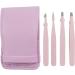 Buy Trixes 4-Part Eyebrow Tweezers Set - Stainless Steel with Leather Effect Case - Professional Precision Hair Plucking Tips - Pink - Buy Online on GoSupps.com