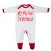 'My First Christmas' Baby Boy Girl Unisex Sleepsuit 100% Combed Cotton 9-12 Months White/Red Trim