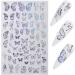 8 Sheets 3D Butterfly Nail Art Stickers - Gold & Silver Holographic Laser Glitter Decals for DIY Acrylic Manicure - Buy Online on GoSupps.com