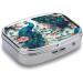 Beautiful Peacock Flowers Print Pill Box - 2 Compartment Portable Metal Pill Organizer for Travel & Purse - Buy Online on GoSupps.com
