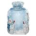 Christmas funny snowman winter forest hot water bottle with soft fleece cover 2 liter hot hot water bottle for warm and cold compress