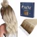 Fshine Human Hair Extensions Tape in Invisible Human Hair 30CM 30 Grams Real Hair 20 Pieces Dark Brown Fading to Ash Brown Balayage Bleach Blonde Extension Straight Hair #3/8/613 2.Tape #3/8/613 30cm
