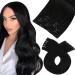 Moresoo Clip in Hair Extension Black Human Hair Extensions Clip in Real Hair 14 Inch Jet Black Double Weft Clip in Extensions 5 Pieces/70g #1 35 cm #1
