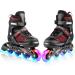 Caroma Adjustable Inline Skates for Girls Boys Women Men with Full Light Up Wheels, Outdoor & Indoor Roller Skates Blades for Kids Youth Adults Beginner Red Medium - Big Kid