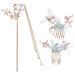Minkissy Rhinestone Pearl Flower Hair Stick Hair Comb Chinese Hair Chopsticks Vintage Tassel Hair Pin Chignon Pin Chopsticks Hair Styling Accessories for Women