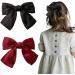Hair Clip with Bow Bow Hair Women's Hair Bows French Large Bow Hair Clips Hair Clip for Girls Soft Silky Satin Hair Clip for Party Women (Black Red) - Buy Online on GoSupps.com
