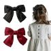 Hair Clip with Bow Bow Hair Women's Hair Bows French Large Bow Hair Clips Hair Clip for Girls Soft Silky Satin Hair Clip for Party Women (Black Red)