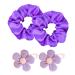 2 Pieces Of Girls' Hair Bands 2 Pieces Of Flower Hairpins Ladies' Purple Accessories Girls' Elastic Hair Bands Solid Color Hair Bands Girls' Dress-Up Hair Bands