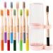 Bamboo Toothbrushes with Holder and Cup Wooden Toothbrush Family Set Natural Organic Tooth Brush with Toothbrush Holder (Adults Toothbrushes with Holder Pink)