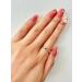 Short Squoval Pearl Shine Pink White Daisy Flower Fake Press On Nail Set
