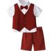 mintgreen Baby Boys 3 Pieces Outfit Gentleman Suit Set Shirt & Bowtie & Waistcoat & Shorts Size:1-6 Years 3-4 Years Red