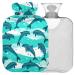 Naanle stripes Sea Delphin hot bottle with cover transparent bag hot water bottle 2l large hot hot water bottle for bed handfoot heat pain relief heat and cold therapy