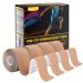 Dimora Kinesiology Tape 4 Rolls - Elastic Cotton Athletic Tape 65.6 ft 80 Precut Strips in Total Medical Grade Adhesive Sports Tape for Muscle Pain Relief and Joint Support Precut 4 Rolls Beige