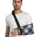 Plaid Arm Sling for Shoulder Injury with Removable Shoulder Strap Soft Embossed Fabric Shoulder Immobilizer for Men and Women Medical Arm Sling for Broken Arm Black