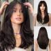 Allbell long layers dark brown wigs with curtain bangs heat-resistant natural synthetic wigs for women dark brown 259-8
