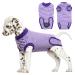 Hjumarayan dog body after op - dog body after castration male breathable op body dog castration bitch with Velcro dog body operation bitch alternative to the annoying neck rope purple striped xs purple