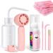 Buqikma Lash Cleaning Kit-Eyelash Extension Cleanser for Extensions 60ML Lash Shampoo with Rechargeable Handheld Lash Fan Dryer Mascara Brush Rinse Bottle Makeup Cleansing Foam for Lash Care Pink