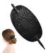 Leather Hair Barrettes - Hair Barrette with Stick | Vintage Faux Leather Hair Clips | Oval Shape Leather Ponytail Holders | Ponytail Hair Clip Hairpin with Retro Style | Hair Slider for Women Girls black