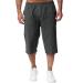 CEWIFO Shipping DE for men light loose 3/4 shorts cord strain elastic waist wide leg casual beach yoga pants pants sweater men's training pants men cotton with zipper A6-gray L