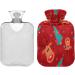 Christmas Tree Moose & Snowflakes Red Hot Water Bottle - 2L Fleece Cover for Warm & Cold Compresses | International Shipping - Buy Online on GoSupps.com