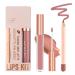 INBOLM Lip Liner and Lipstick Set Nude Lip Liners with Nude Lipstick for Women Nude Lipstick Non-Stick Cup Matte Waterproof Nude Lipstick Makeup Kits Make Up Gift Set for Lady (07#)