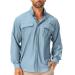 Shirt men Safari Upf50+ UV protection hiking shirt men long -sleeved function shirt outdoor shirt breathable fast drying casual button down shirts l blue