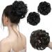 SARLA 2PCS Messy Hair Bun Hair Piece Small Scrunchies Synthetic Bun Hairpieces for Women Girls Updo Hair Extensions (Off Black) Off Black-2PCS