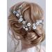 JONKY Flower Hair Vine Silver Headbands Rinestone Hair Piece Crystal Bridal Leaf Headpieces Wedding Hair Accessories for Bride and bridesmaid