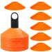 Faxco 50 Pcs Orange Mark Disks with Shelf and Net Bag, Soccer Cones with Holder for Training, Football, Sports, Field Cone Markers Outdoor Games Supplies
