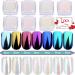 PrettyDiva Chrome Nail Powder - 7 Colors Pearl Chrome Nails Powder Aurora Mica Powder Pigment Set, Metallic Nail Powder Mirror Effect White Chrome Powder Iridescent Nails Powder Manicure Pigment pearls chrome