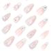 Buy Almond Press on Nails - Medium French Tip with Silver Bow | 24 Pcs 3D Water Ripple Acrylic Stick-On Nails for Women - Y2K Star Stiletto Design - Buy Online on GoSupps.com