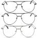 3-Pack Metal Frame Aviator Reading Glasses for Men & Women - Spring Hinge - Black Gunmetal Silver - 2.0x Magnification - Buy Online on GoSupps.com