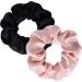 Silk Scrunchies Set with Silk Travel Pouch - Pink Black Oversized Hair Ties x2 | 100% Pure Mulberry Silk | Premium Ponytail Holder for Hair Care - Buy Online on GoSupps.com