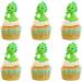 4 Pack Green Cartoon Dinosaur Cupcake Toppers - 3D Torte Decoration Picks for Baby & Birthday Parties - Buy Online on GoSupps.com