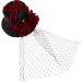 minkissy Steampunk Small Top Hat Small Rose Mesh Decor Halloween Hat Fascinator Wedding Party Tea Hat for Women Girls Mini Top Hat Halloween Party