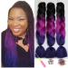 Showjarlly Kanecalon Kunsthaar Hair KanCalon Hair Braids Extension Ombre Jumbo Braid Hair extension 24 " Kanecalon braids Box Braid Kunsthaar Hair For Including Black/Purple Red/K nigsblau# 61cm-24zoll (3 SPACK) Black/purple red/royal blue