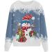 Women's Christmas Snowman & Penguin Print Sweatshirt - Xmas Jumper O-Neck Raglan Top - Winter Long Sleeve Pullover - Blue XL - Buy Online on GoSupps.com